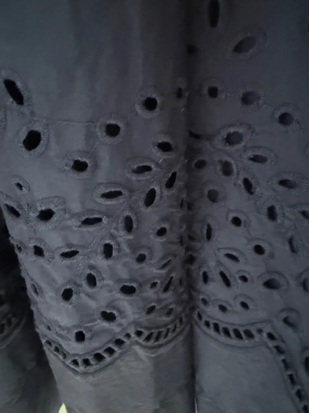 Philosophy Navy Ruffle Sleeve Midi Dress Eyelet Hem Large - Picture 2 of 13